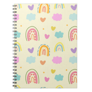 Carnet Motif arc-en-ciel pastel et nuage