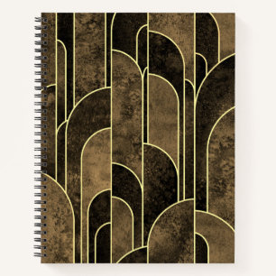 Carnet Motif Art déco Brown et or riche