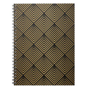 Carnet Motif Art déco. Simples grappes noir et or