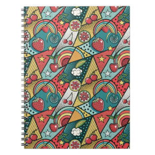 Carnet Motif Art Pop Comic Book Années 80 Fraise Rétro