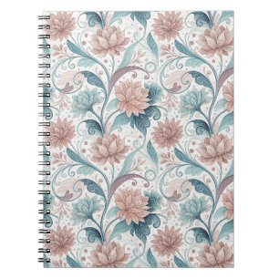 Carnet Motif artistique de fleurs tourbillonnantes pastel