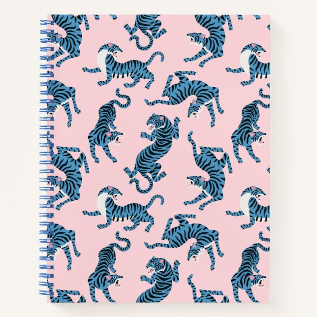 Carnet Motif asiatique de tigre bleu (Devant)