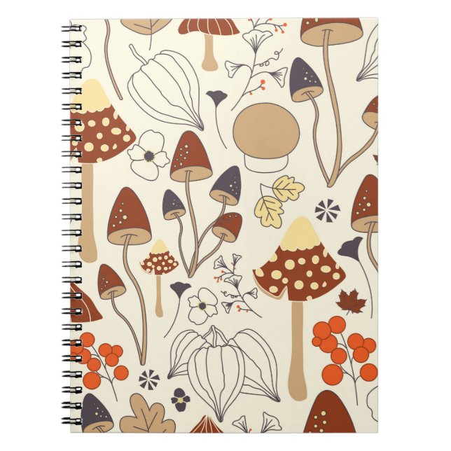 Carnet Motif automatique sans soudure avec champignons, f (Devant)