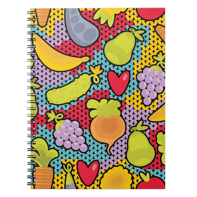 Carnet Motif avec des fruits et légumes (Devant)