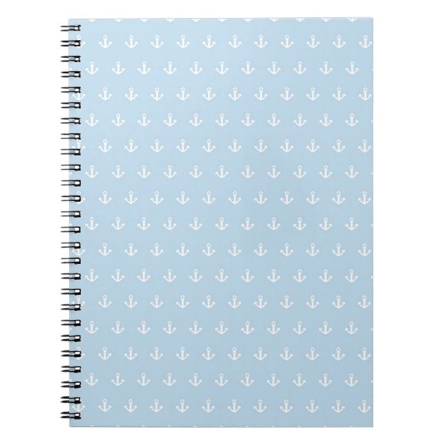 Carnet Motif avec les ancres blanches sur le bleu (Devant)