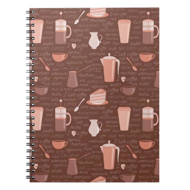 Carnet Motif avec les éléments relatifs de café (Devant)