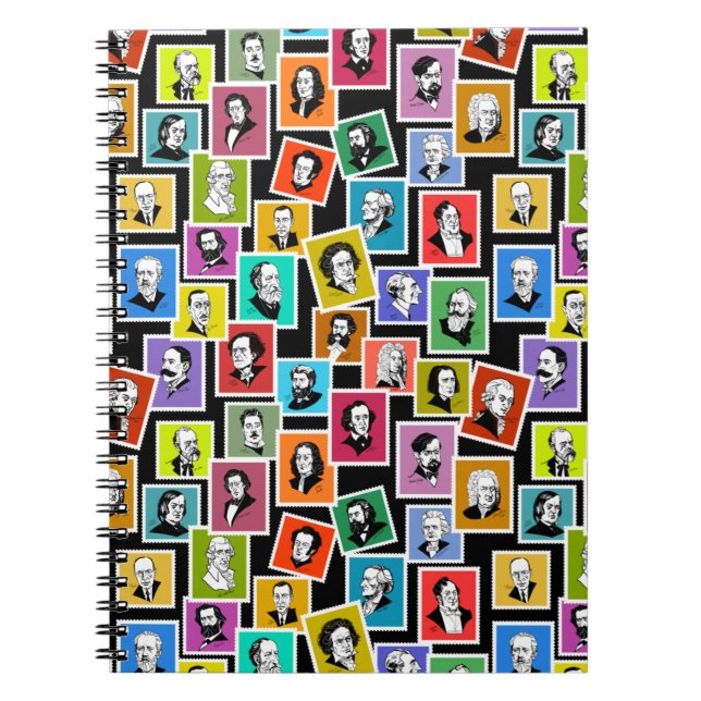 Carnet Motif avec portraits des plus grands compositeurs (Devant)