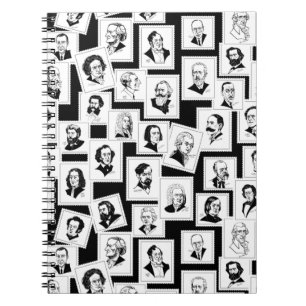Carnet Motif avec portraits des plus grands compositeurs