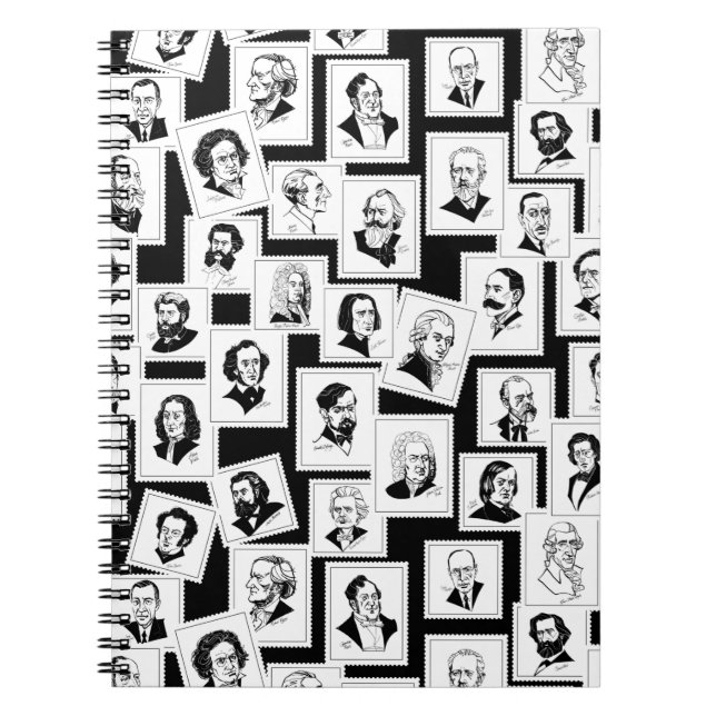 Carnet Motif avec portraits des plus grands compositeurs (Devant)