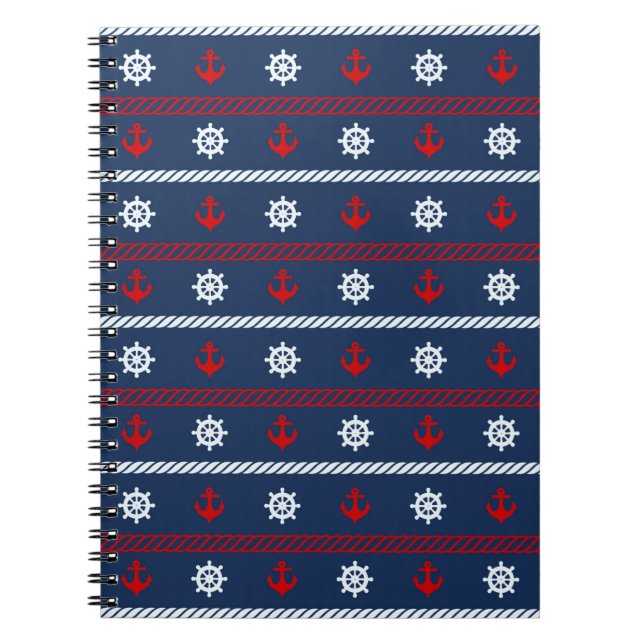 Carnet Motif blanc et bleu rouge d'océan (Devant)