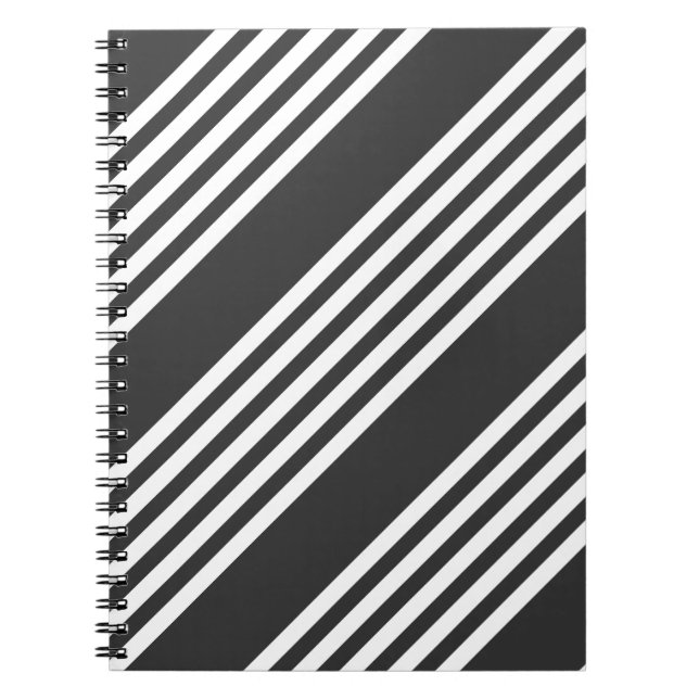 Carnet Motif blanc et charbon de bois à cinq bandes (Devant)