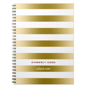 Carnet Motif blanc & Gold Stripes