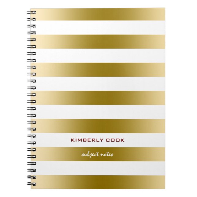 Carnet Motif blanc & Gold Stripes (Devant)