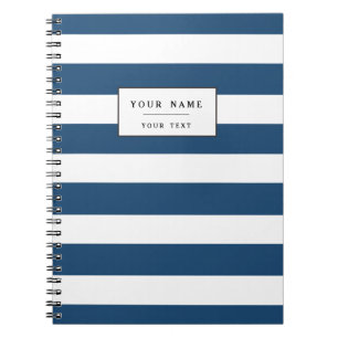 Carnet Motif blanc moderne de rayures de bleu marine