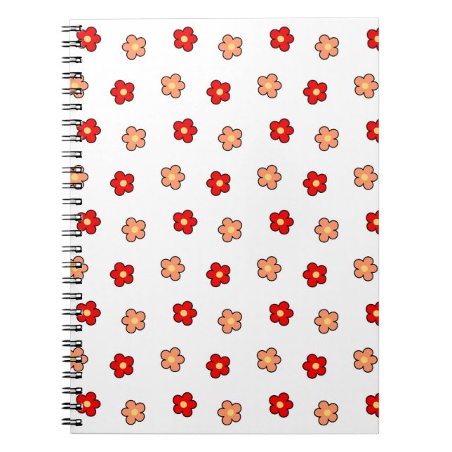 Carnet Motif blanc Preppy rose Flower Arrière - plan (Devant)