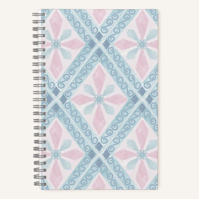 Carnet motif bleu en forme de diamant (Recto)