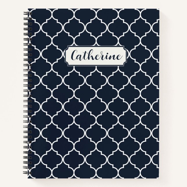 Carnet Motif bleu et blanc Marocain Trellis (Devant)
