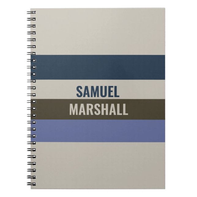 Carnet Motif Bleu et Brown rayures (Devant)