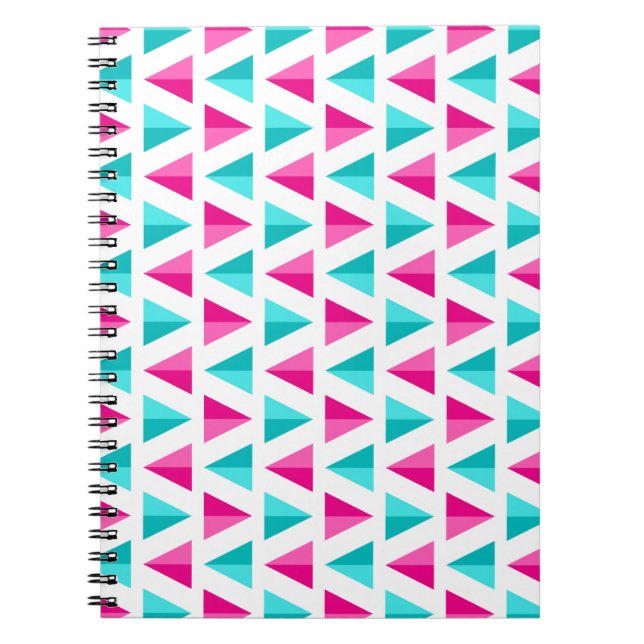 Carnet Motif bleu géométrique de triangles de rose et (Devant)
