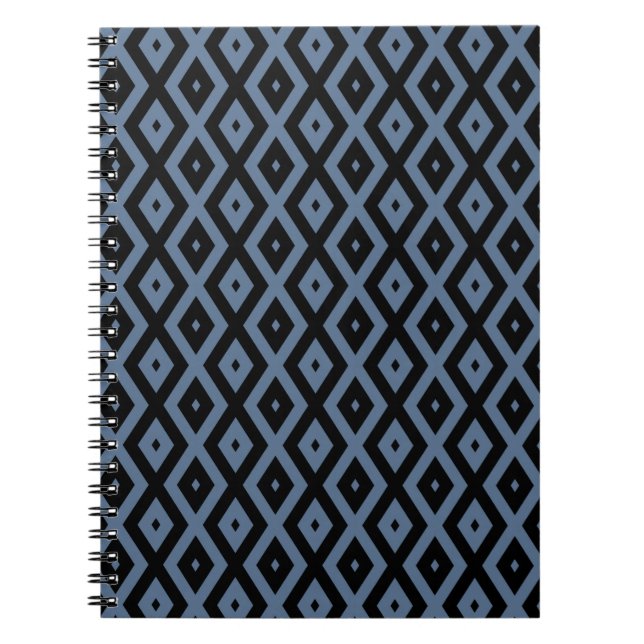 Carnet Motif bleu gris et noir diamant (Devant)