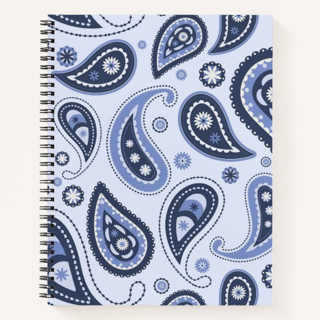 Carnet Motif Blue Paisley (Devant)
