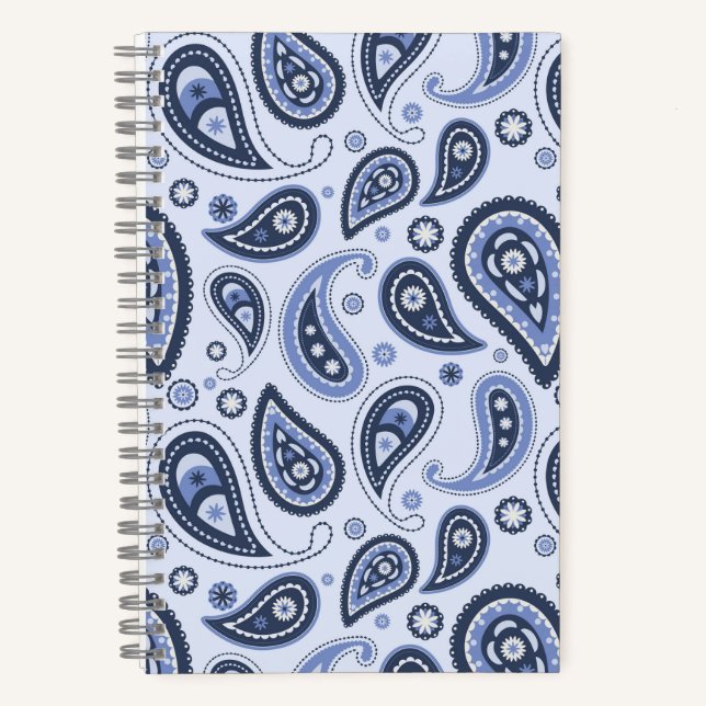 Carnet Motif Blue Paisley (Recto)
