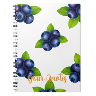 Carnet Motif botanique à l'aquarelle de myrtille bleue