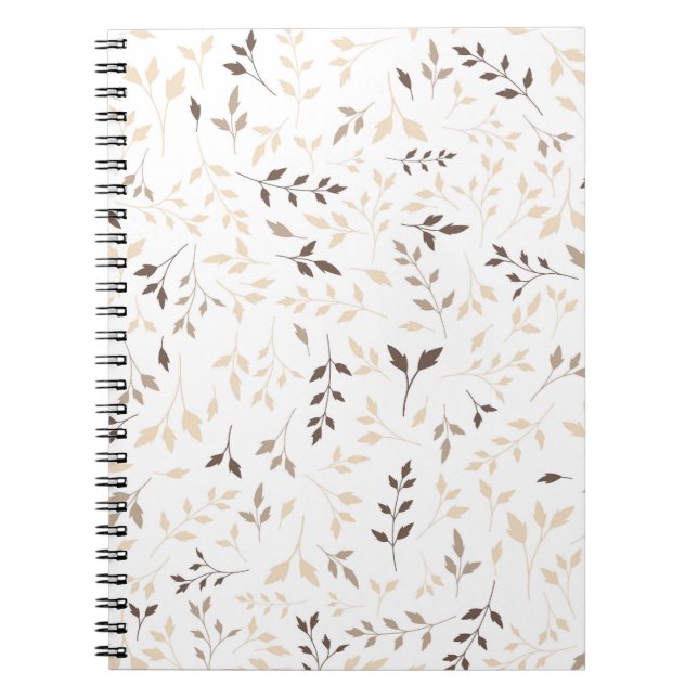 Carnet Motif botanique de feuille marron beige neutre (Devant)