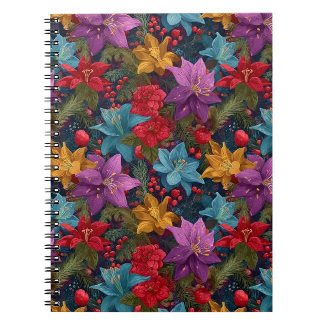 Carnet Motif botanique de Noël festif (Devant)
