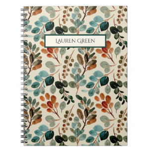 Carnet Motif botanique élégant vert vintage