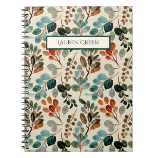 Carnet Motif botanique élégant vert vintage