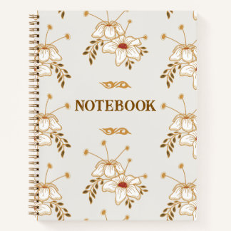Carnet Motif botanique floral or brun vintage