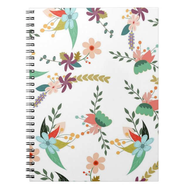 CARNET MOTIF BOTANIQUE FLORAL PEUPLE COLORÉ (Devant)