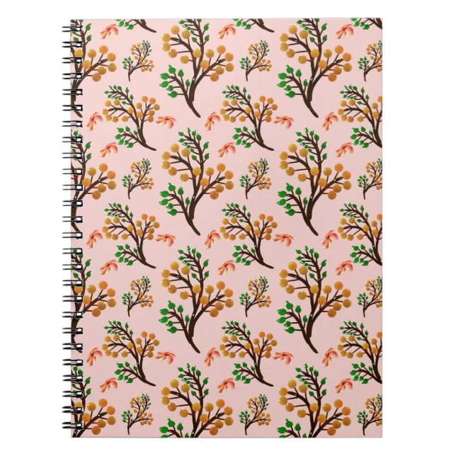 Carnet Motif botanique sans couture avec une branche de f (Devant)