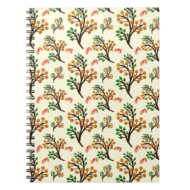 Carnet Motif botanique sans couture avec une branche de f (Devant)