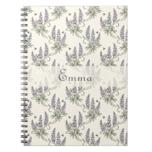 Carnet Motif botanique vintage élégant de lupin et d'abei