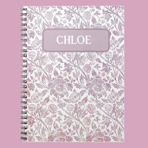 Carnet Motif botanique vintage Mauve