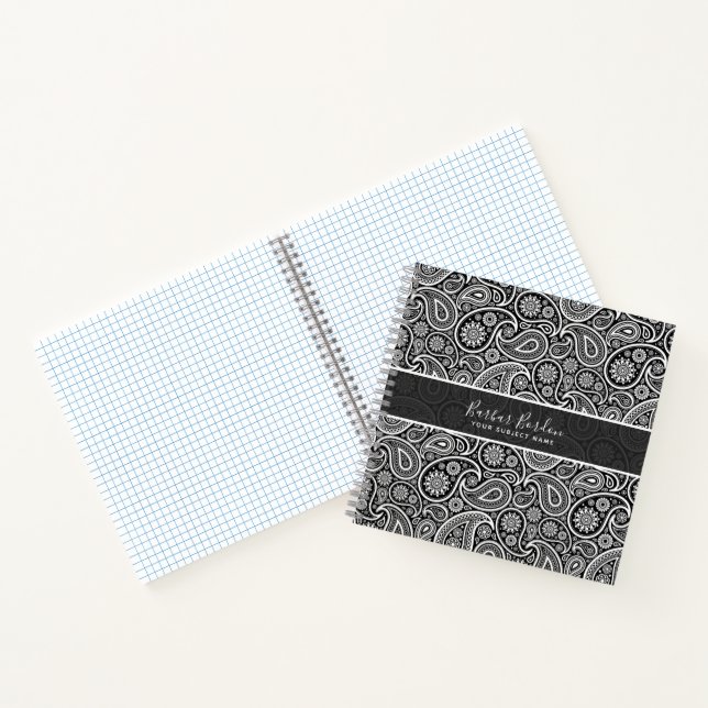 Carnet Motif cachemire noir et blanc (Intérieur)