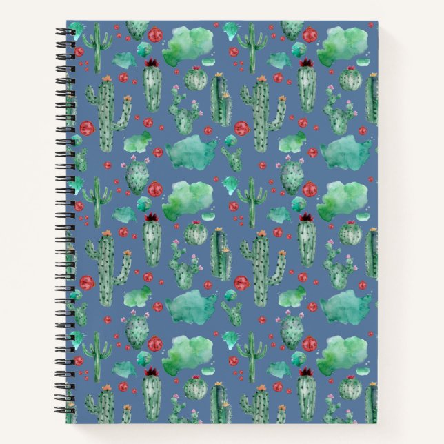 Carnet motif cactus et ladybug - arrière - plan bleu (Devant)