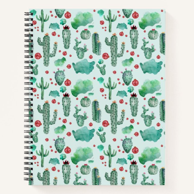 Carnet motif cactus et ladybug - arrière - plan bleu clai (Devant)