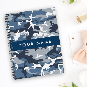 Carnet Motif camouflage neige hivernale bleue Personnalis