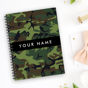 Carnet Motif Camouflage Vert, Votre nom, Personnaliser