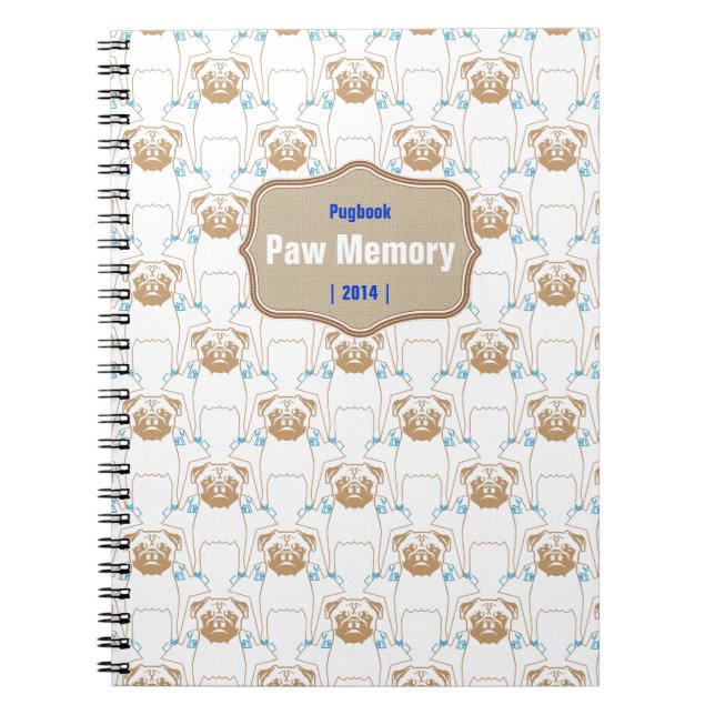 Carnet Motif Carlin marron bleu (Devant)