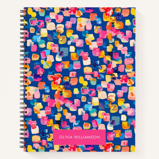Carnet Motif Carré Abstrait peint brillamment (Devant)