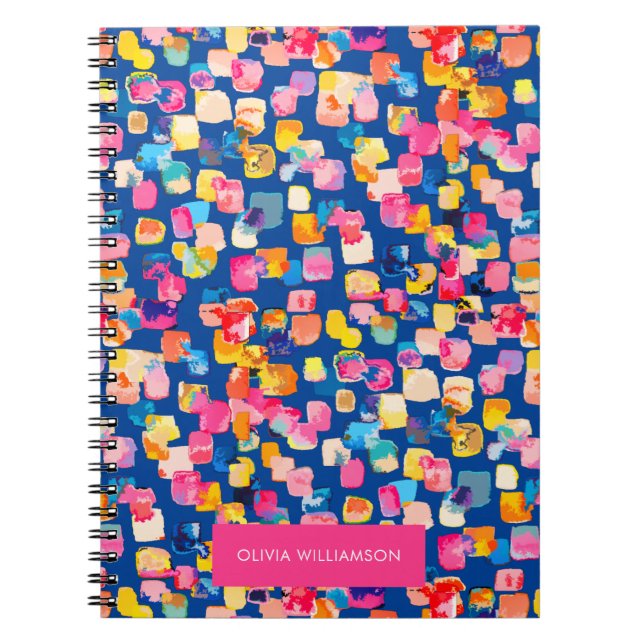 Carnet Motif carré abstrait peint de couleur vive (Devant)