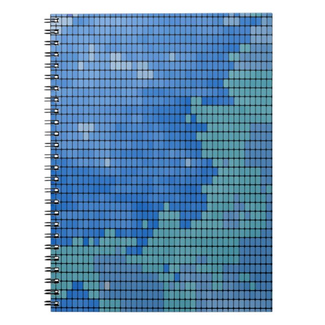 Carnet Motif Carré bleu Abstrait (Devant)
