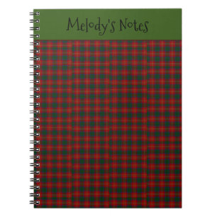 Carnet Motif carreau rouge vert Nom personnalisé de l'écr
