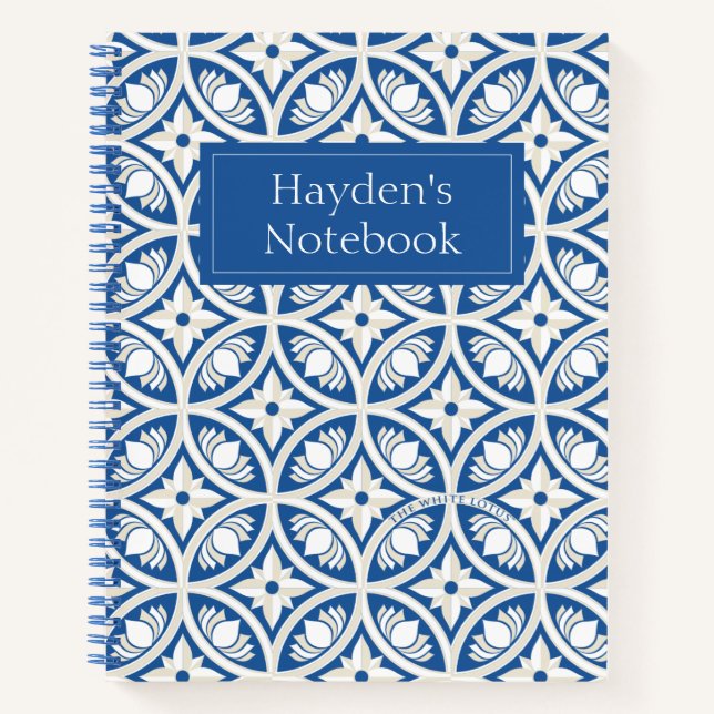 Carnet Motif Carrelage Lotus Côtier - Le Lotus Blanc (Devant)