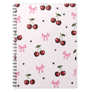 Carnet Motif Cerises et Rubans Roses - Esthétique Coquett