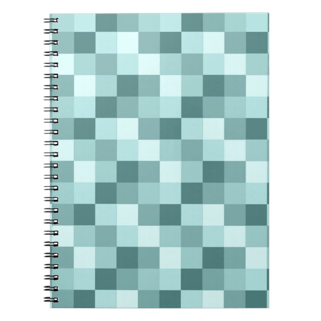 Carnet Motif Checkered monochrome bleu turquoise (Devant)